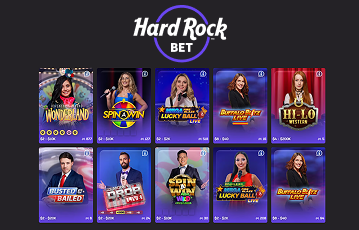 Hard Rock Bet Casino slot game selection displayed on screen