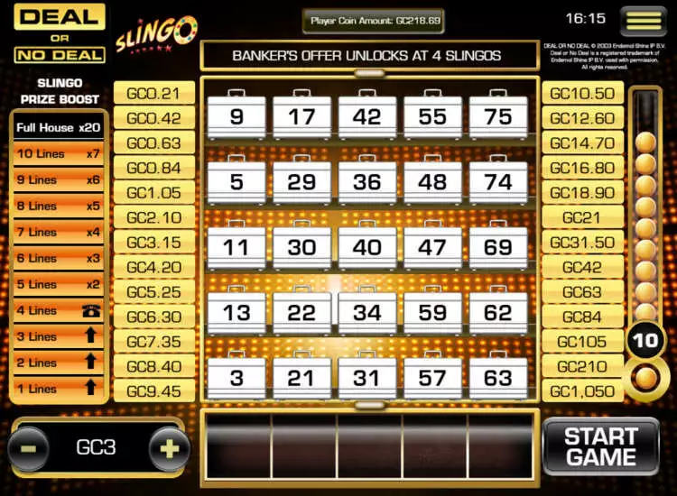 Slingo Deal or No Deal - High 5 Casino