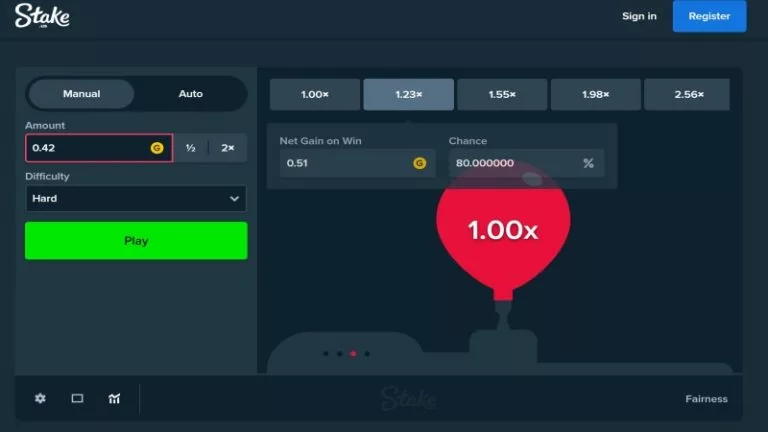 Interface de Stake Casino montrant les jeux et promotions