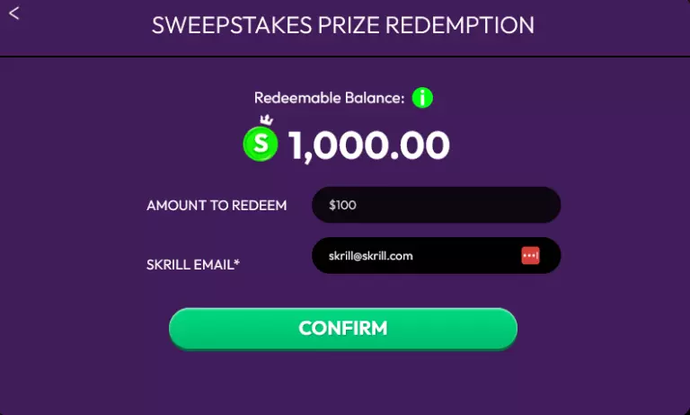 sweeps prize redemption 2