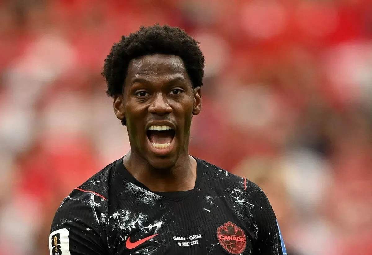 Canada's Jonathan David reacts during World Cup game