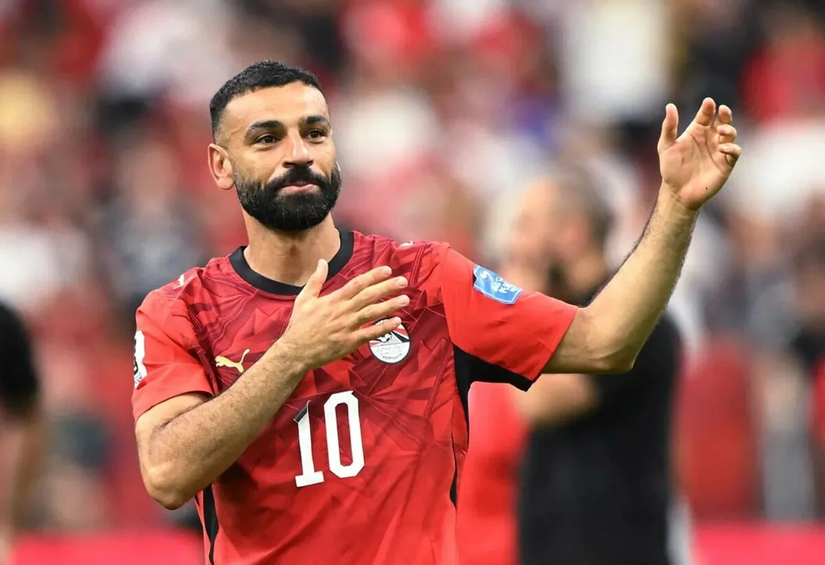 Egypt's Mohamed Salah celebrates after the match