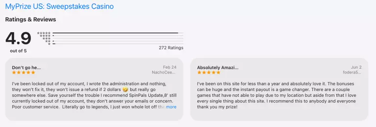 MyPrize US App Store Rating