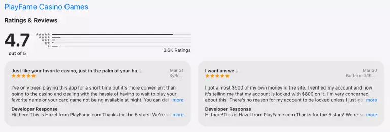 PlayFame App Store Rating