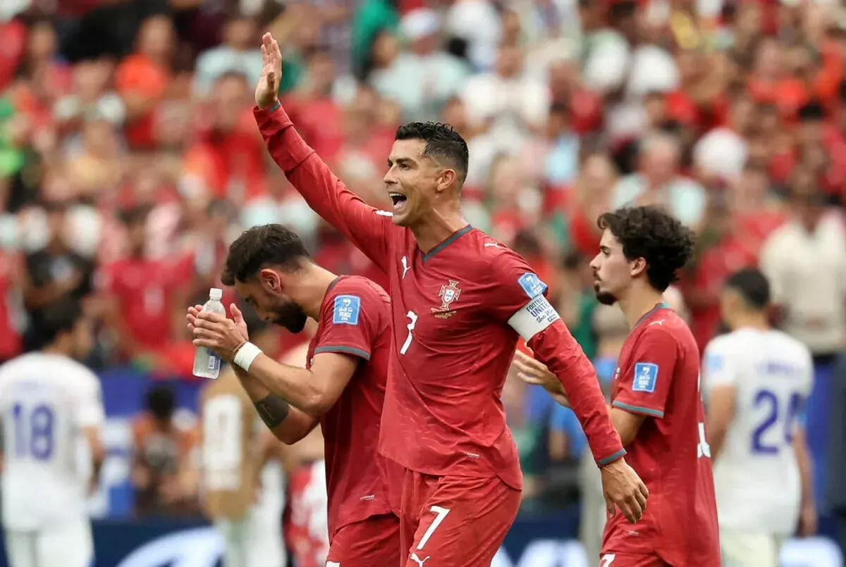 Cristiano Ronaldo celebrates after win against Uzbekistan