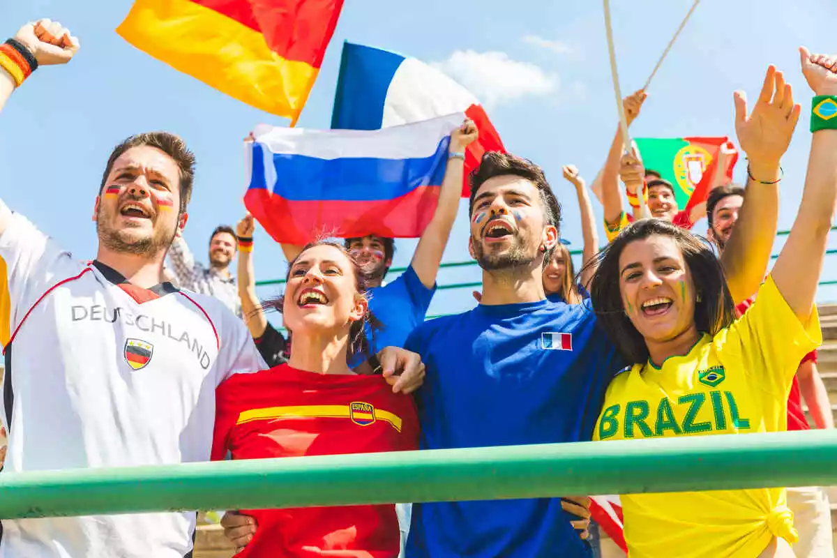 World Cup fans, Germany, Spain, France, Brazil