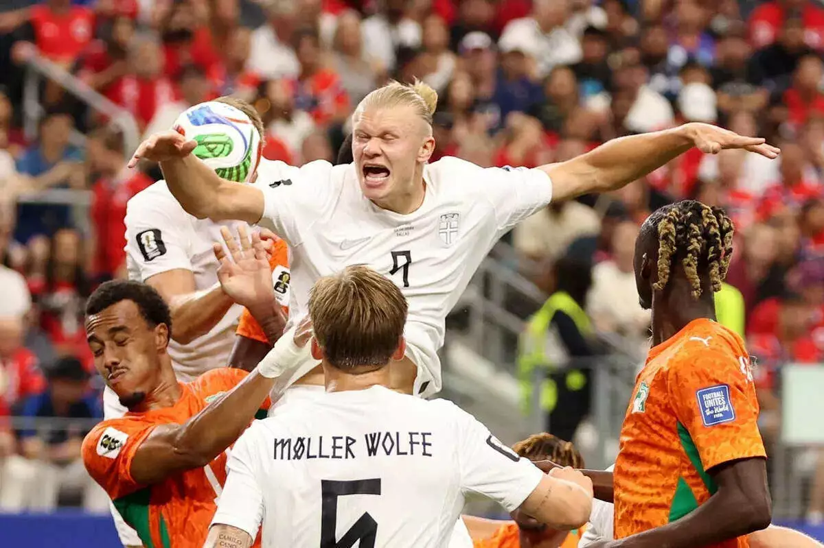 Norway's Erling Haaland in action against Ivory Coast at the 2026 World Cup