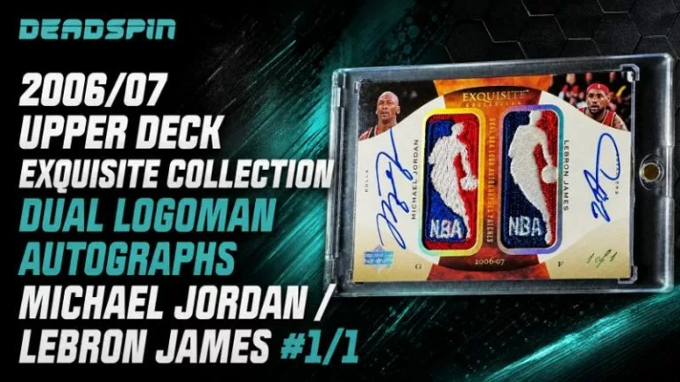 2006/07 Upper Deck Exquisite Collection Dual Logoman Autographs Michael Jordan / LeBron James #1/1