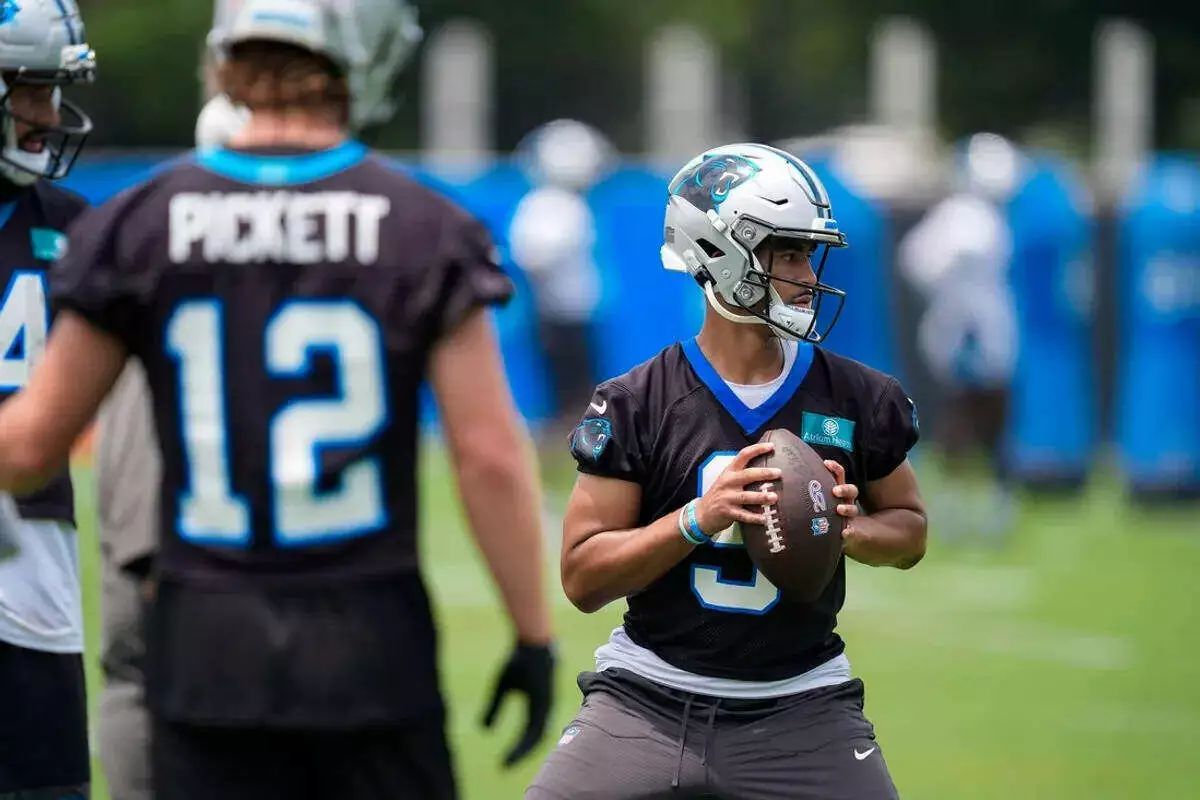 Panthers quarterback Bryce Young at practice
