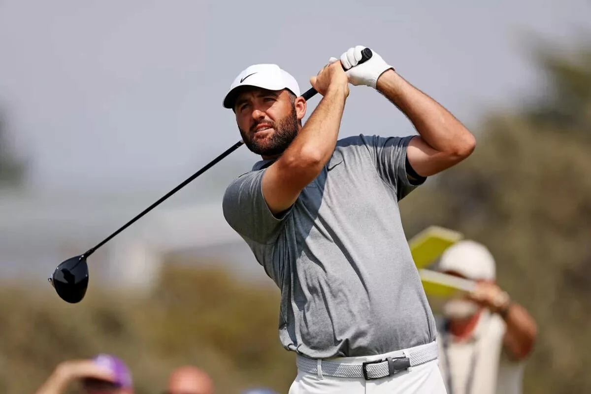 Scottie Scheffler plays during the third round of The Open Championship