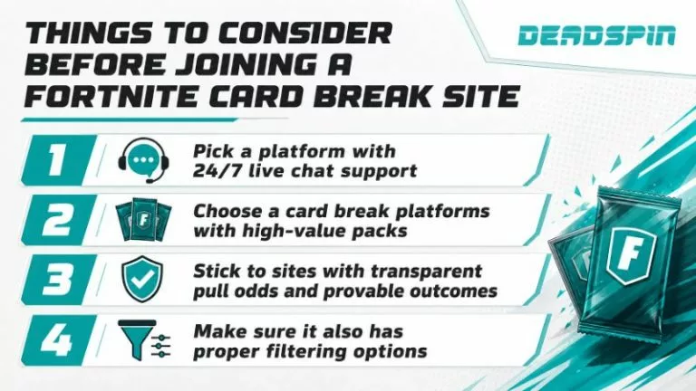 Things to consider before joining a Fortnite card break site