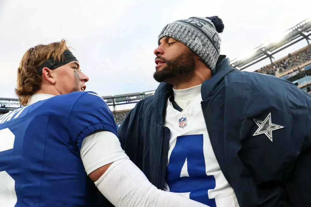Cowboys quarterback Dak Prescott and Giants quarterback Jaxson Dart talk postgame