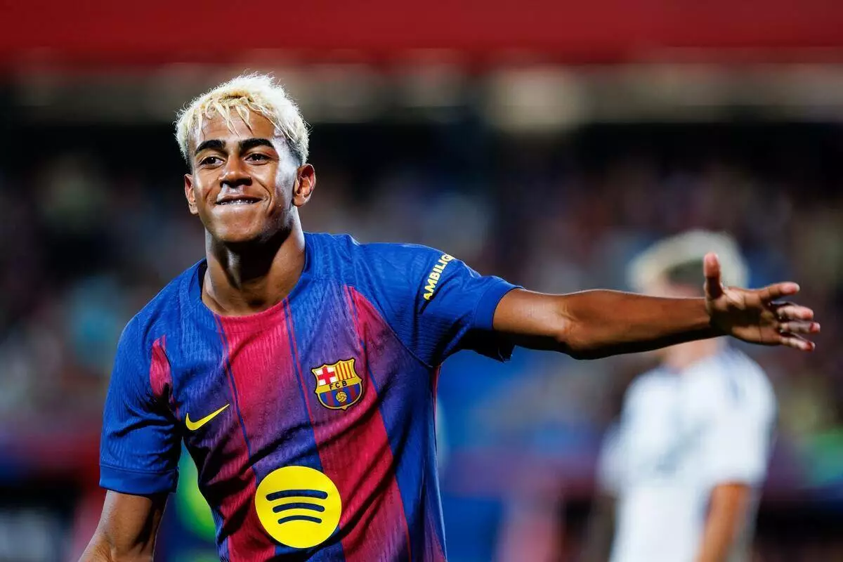 Barcelona star Lamine Yamal celebrates