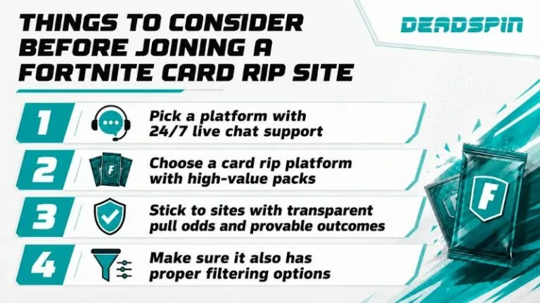 Things to consider before joining a Fortnite card rip site