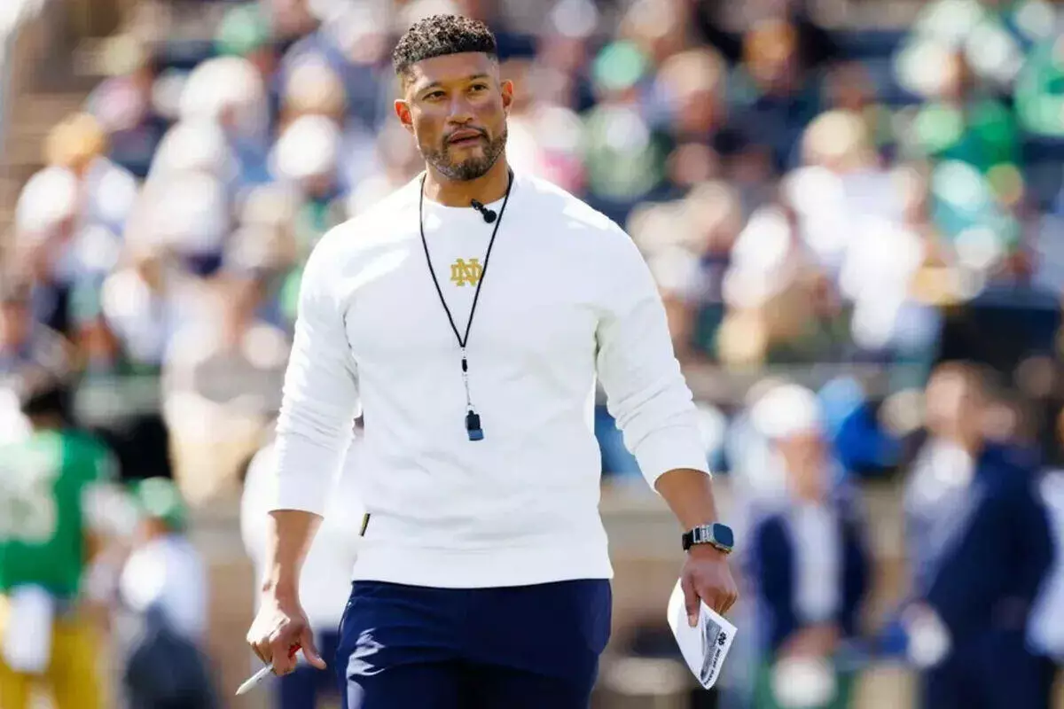Notre Dame head coach Marcus Freeman during the Notre Dame Blue-Gold spring football game