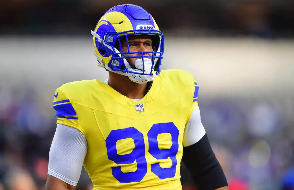 Rams defensive tackle Aaron Donald before a game vs the Giants