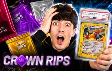 Influencer holding Crown Rips Pokémon card pack