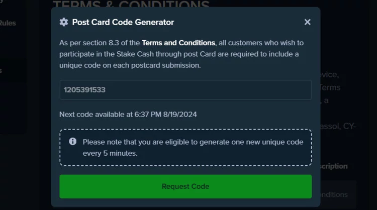 stake.us letter request code