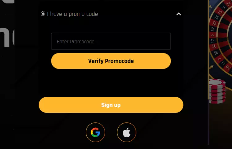 money factory casino promo code field