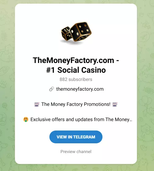 the money factory casino telegram channel